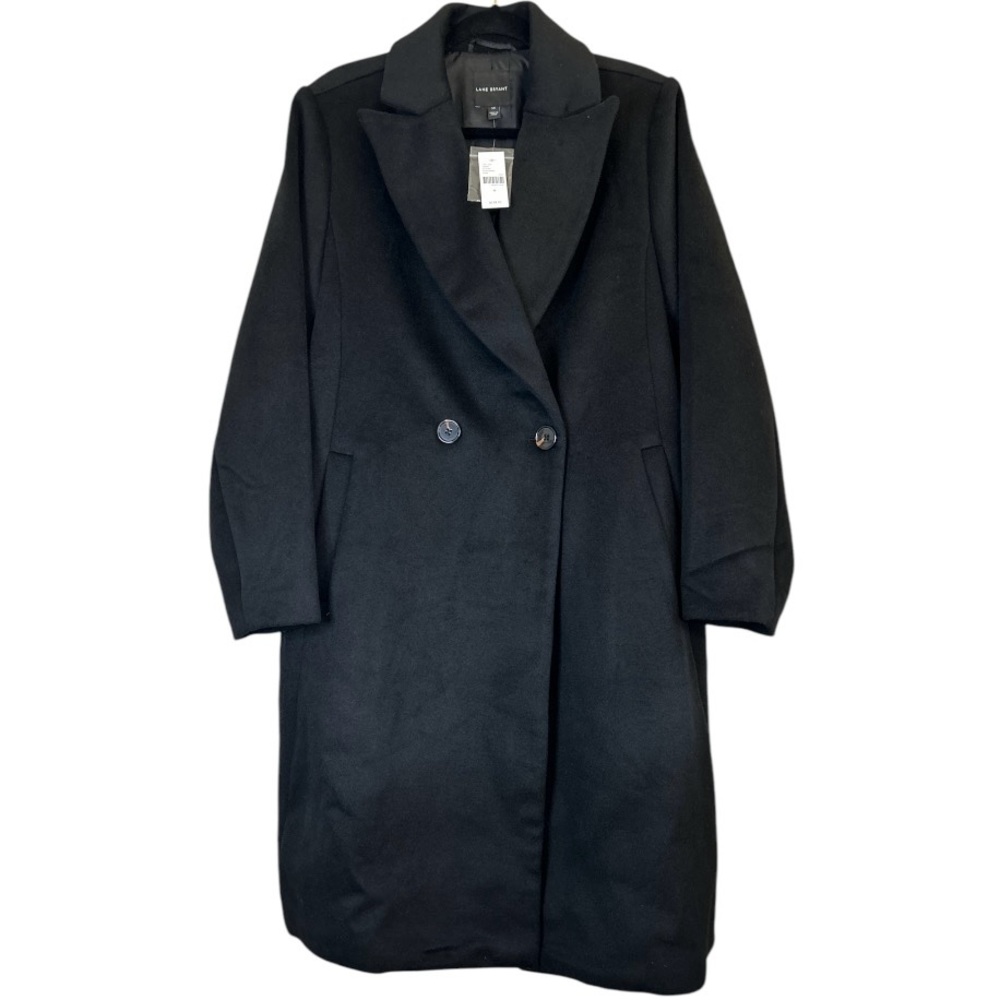 NWT Lane Bryant 14 Wool Blend Oversized Double Breasted One Button Black Coat